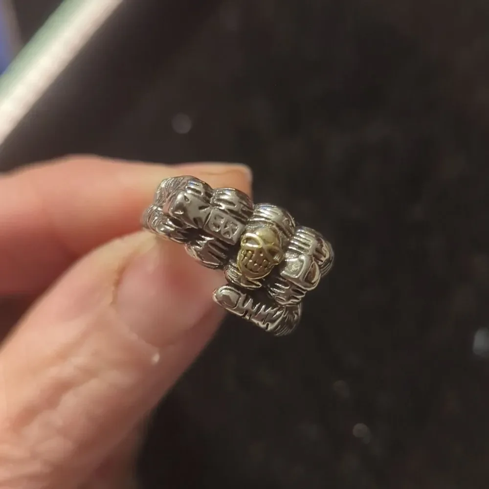 European and American Personalized Retro Skeleton Fist Ring Titanium Steel Motor